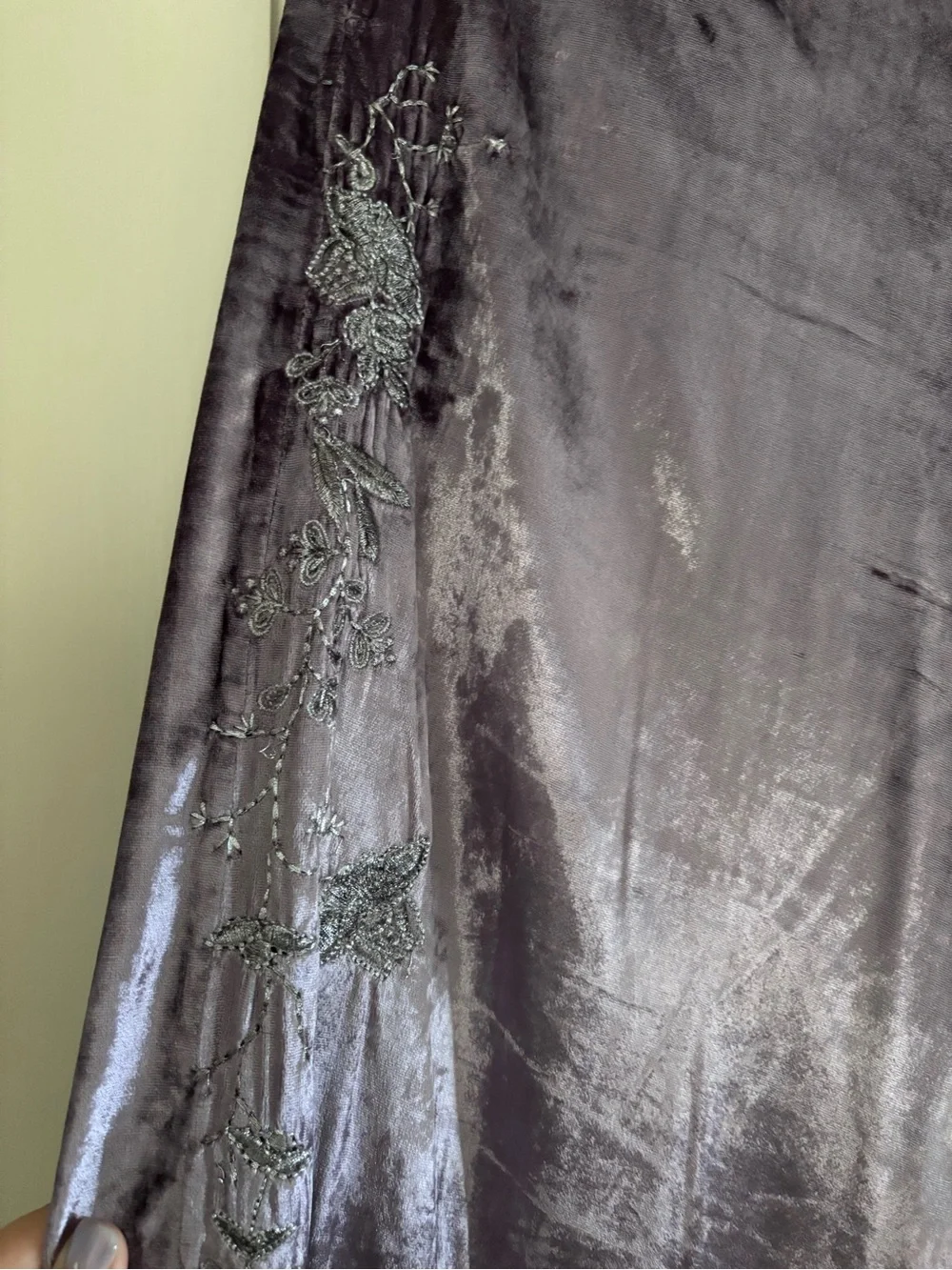 Free People Very RARE Crushed Velvet Pajama Set - Lilac Silver Gray - Picture 15 of 16